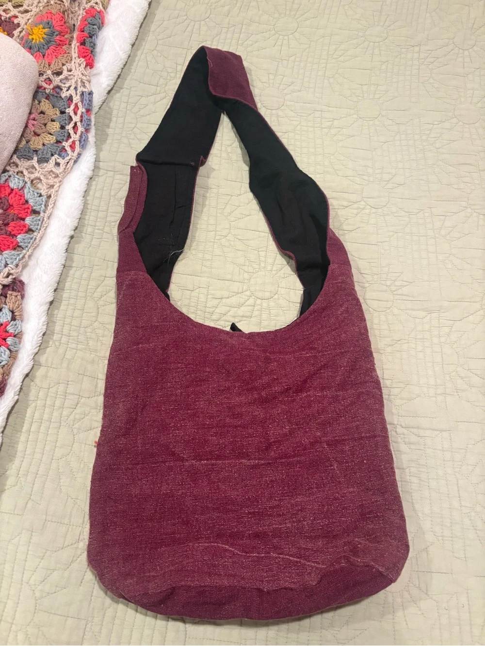 Handcrafted Colorful Hobo Bag with Embroidered Floral Detail Made in Nepal